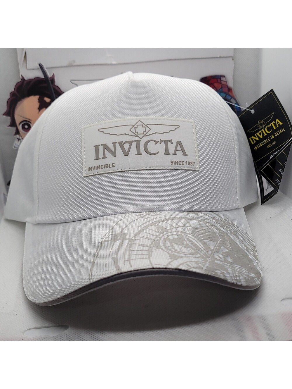 Invicta White Adjustable Baseball Cap Men One Size Logo Graphic Print